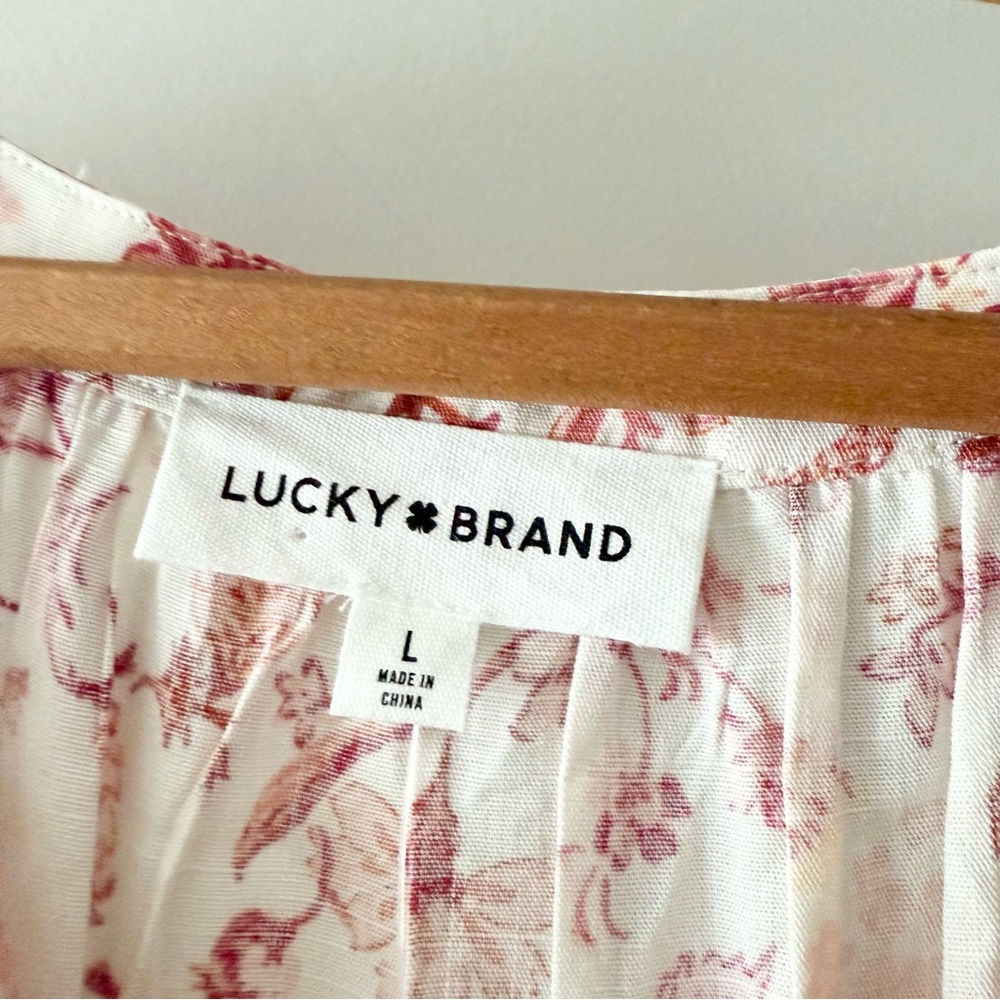 NWT‎ Lucky Brand Floral Pink Dress L - Picture 2 of 5